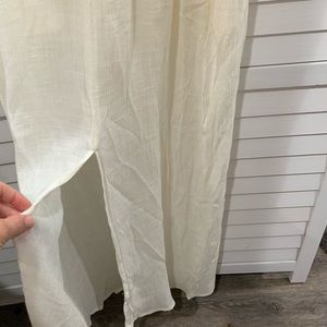 Long cream dress with lining and slit in back
